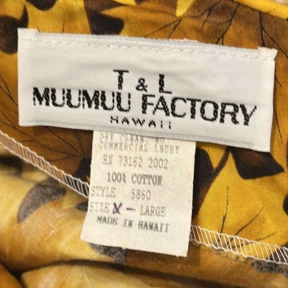Vintage T&L muumuu Factory Hawaiian Floral Yellow Dress with Lace Trim size XL - Picture 10 of 12